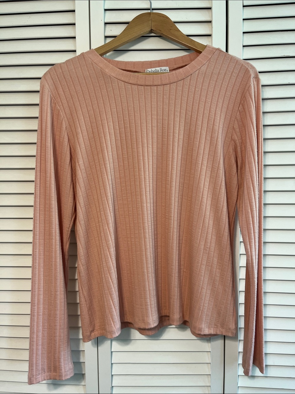 Ribbed Long Sleeve Top in Dusty Rose